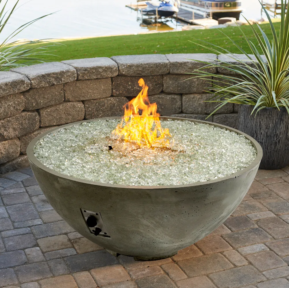 The Outdoor GreatRoom Company Natural Grey Cove Edge 42&quot; Round Gas Fire Pit Bowl - ships as a Propane Fire Pit and comes with a Natural Gas Conversion Kit (if needed)