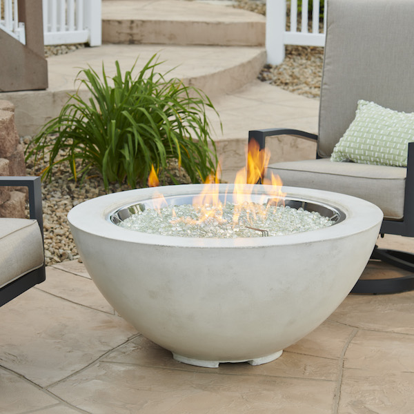 The Outdoor GreatRoom Company White Cove 42" Round Gas Fire Pit Bowl - ships as a Propane Fire Pit and comes with a Natural Gas Conversion Kit (if needed)