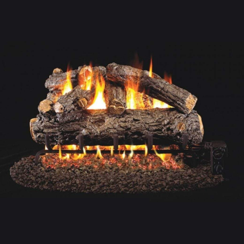 Real Fyre 18"/24"/30" Rustic Oak Gas Logs with G45 Triple T Glass Burner System