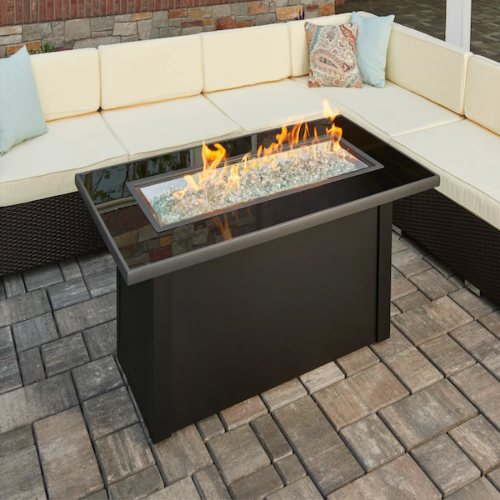 The Outdoor GreatRoom Company Monte Carlo Linear Gas Fire Pit Table - ships as a Propane Fire Pit and comes with a Natural Gas Conversion Kit (if needed)