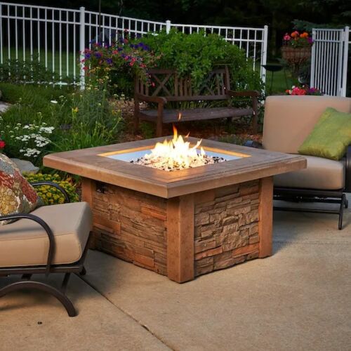 The Outdoor GreatRoom Company Sierra Square Gas Fire Pit Table - ships as a Propane Fire Pit and comes with a Natural Gas Conversion Kit (if needed)
