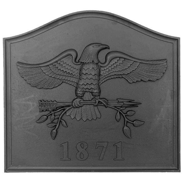1871 Eagle Fireback - Black Cast Iron (22&quot; H x 24&quot; W x 3/4&quot; THICK)
