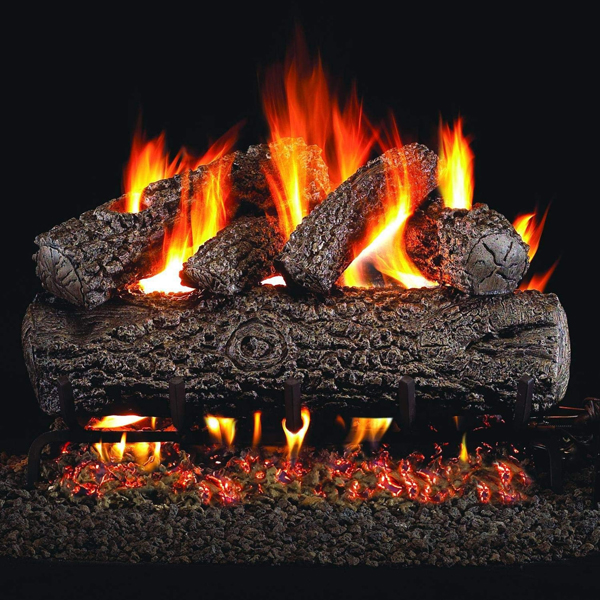 Real Fyre 18"/24"/30" Post Oak Gas Logs with G4 Glowing Ember Burner System