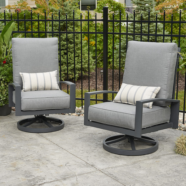 The Outdoor GreatRoom Company Cast Slate Lyndale Highback Swivel Rocking Chairs