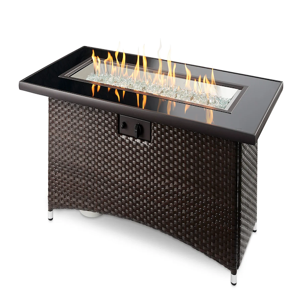 The Outdoor GreatRoom Company Balsam Montego Linear Gas Fire Pit Table - ships as a Propane Fire Pit and comes with a Natural Gas Conversion Kit (if needed)