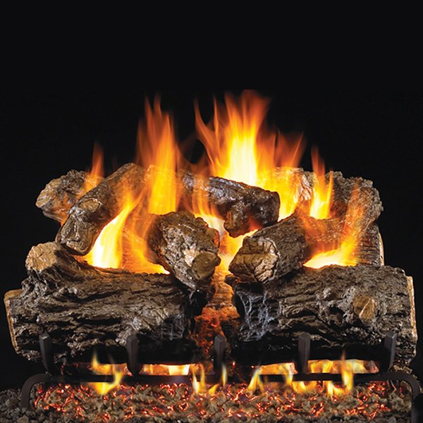 Real Fyre Burnt Rustic Oak Vented Gas Log Set 24"